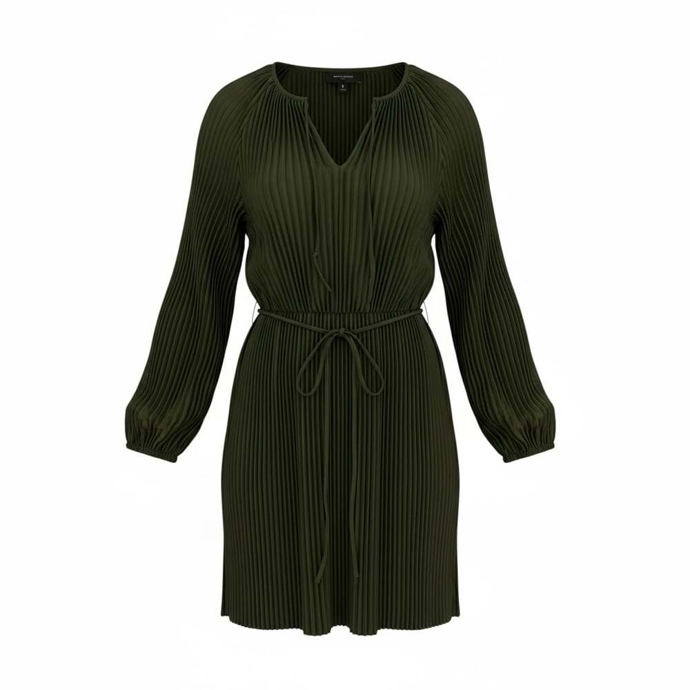 Banana Republic plisse tie detail mini dress in khaki